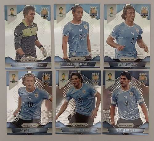 URUGUAY - WORLD CUP 2014 PANINI "PRIZM" - COMPLETE TEAM SET of 6 "PRIZM" TRADING CARDS