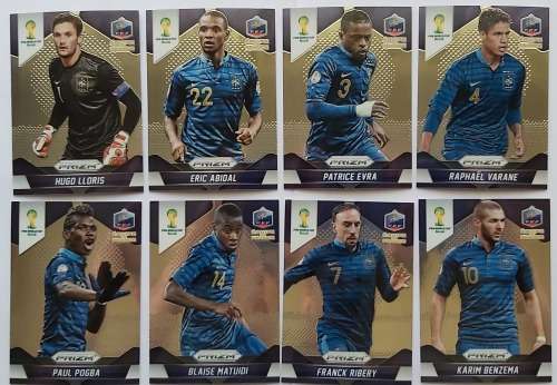 FRANCE - WORLD CUP 2014 PANINI "PRIZM" - COMPLETE TEAM SET of 8 "PRIZM" TRADING CARDS
