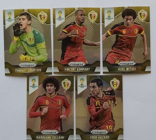 BELGIUM - WORLD CUP 2014 PANINI "PRIZM" - COMPLETE TEAM SET of 5 "PRIZM" TRADING CARDS