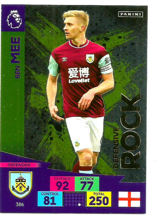 BEN MEE - ENGLISH PREMIER LEAGUE 20202021 - GOLD FOIL `DEFENSIVE ROCK` TRADING CARD 386