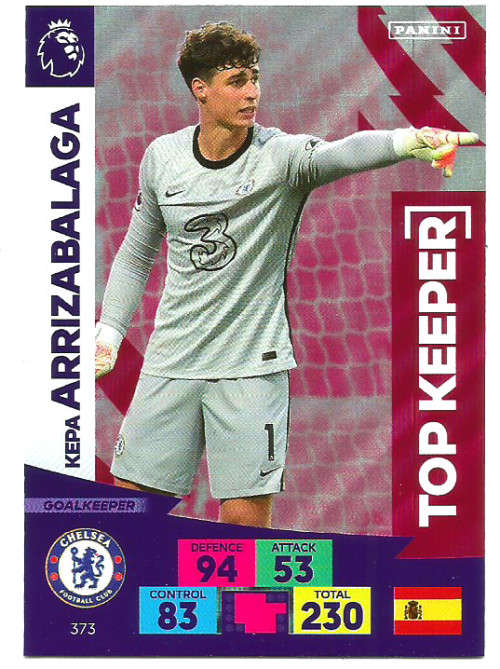 KEPA ARRIZABALAGA - ENGLISH PREMIER LEAGUE 20202021 - ROSE FOIL `TOP KEEPER` TRADING CARD 373