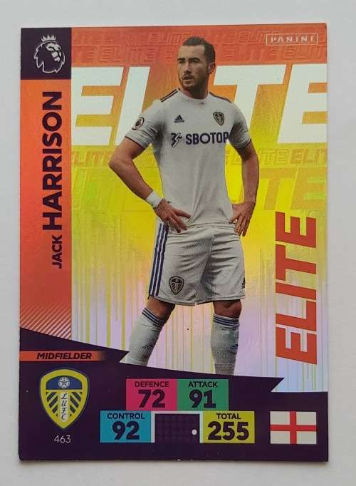 JACK HARRISON - ENGLISH PREMIER LEAGUE 2020/2021 - ORANGE FOIL `ELITE` TRADING CARD 463