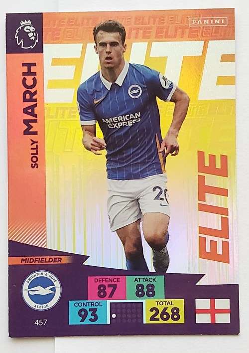 SOLLY MARCH - ENGLISH PREMIER LEAGUE 2020/2021 - ORANGE FOIL `ELITE` TRADING CARD 457