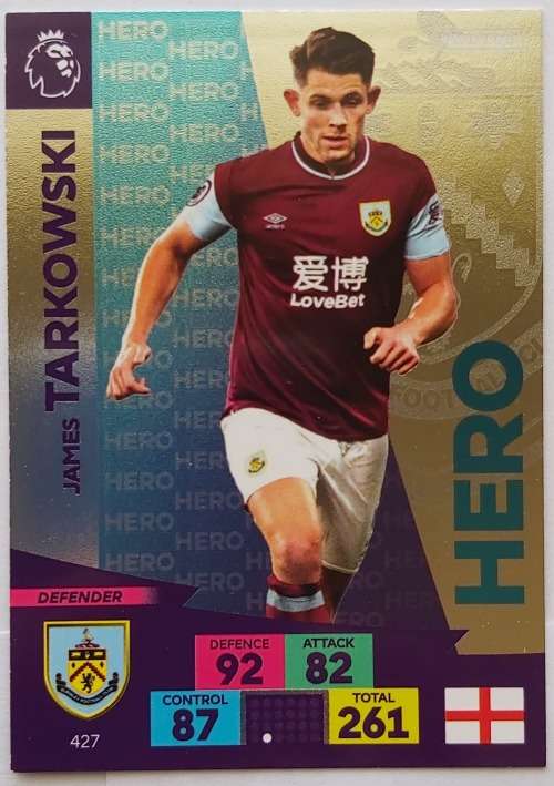 JAMES TARKOWSKI - ENGLISH PREMIER LEAGUE 20202021 - SILVER FOIL `HERO` TRADING CARD 427