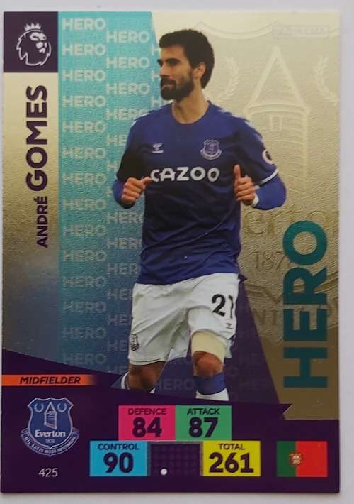 ANDRE GOMES - ENGLISH PREMIER LEAGUE 20202021 - SILVER FOIL `HERO` TRADING CARD 425
