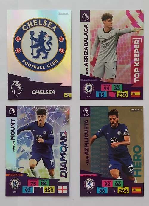 CHELSEA FC - ENGLISH PREMIER LEAGUE 2020/2021 - TEAM SET of 21 `FOIL and BASE` TRADING CARDS