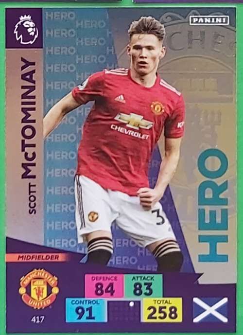 SCOTT McTOMAY- ENGLISH PREMIER LEAGUE 20202021 - SILVER FOIL `HERO` TRADING CARD 417