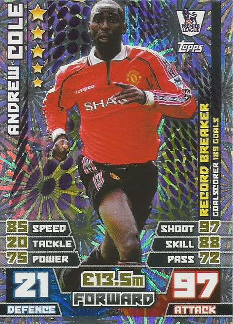 ANDY COLE - TOPPS EPL MATCH ATTAX 2014/2015 - FOIL "RECORD BREAKER" TRADING CARD