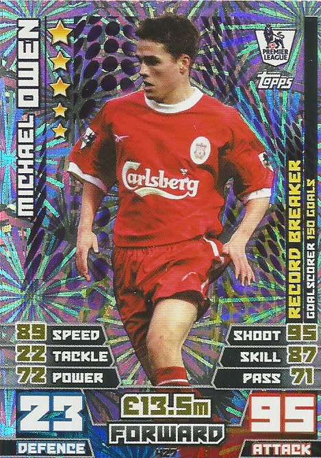 MICHAEL OWEN - EPL MATCH ATTAX 2014/2015 - FOIL "RECORD BREAKER" TRADING CARD 427