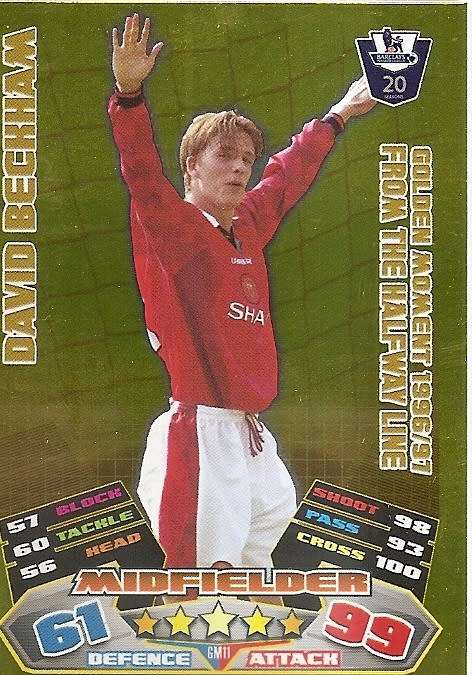 DAVID BECKHAM - TOPPS EPL MATCH ATTAX 2011/2012 - GOLD "GOLDEN MOMENT" TRADING CARD GM11