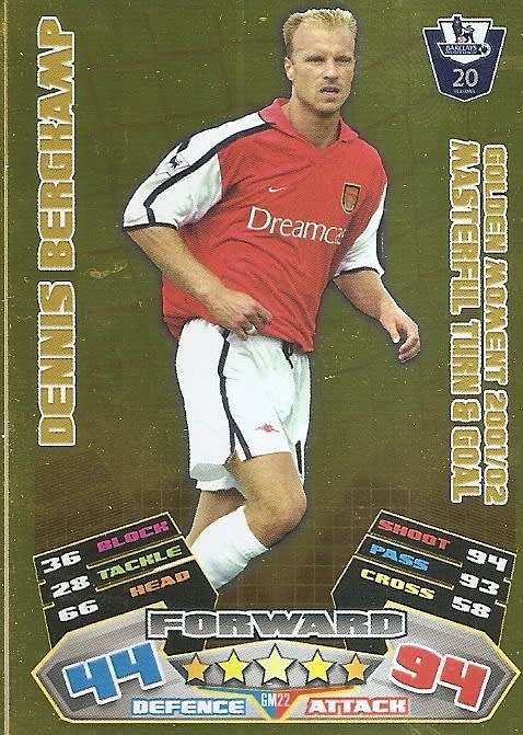 DENNIS BERGKAMP - TOPPS EPL MATCH ATTAX 2011/2012 - GOLD `GOLDEN MOMENT` TRADING CARD GM22