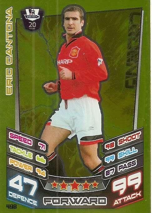 ERIC CANTONA - TOPPS EPL MATCH ATTAX 2012/2013 - GOLD `LEGEND` TRADING CARD 498