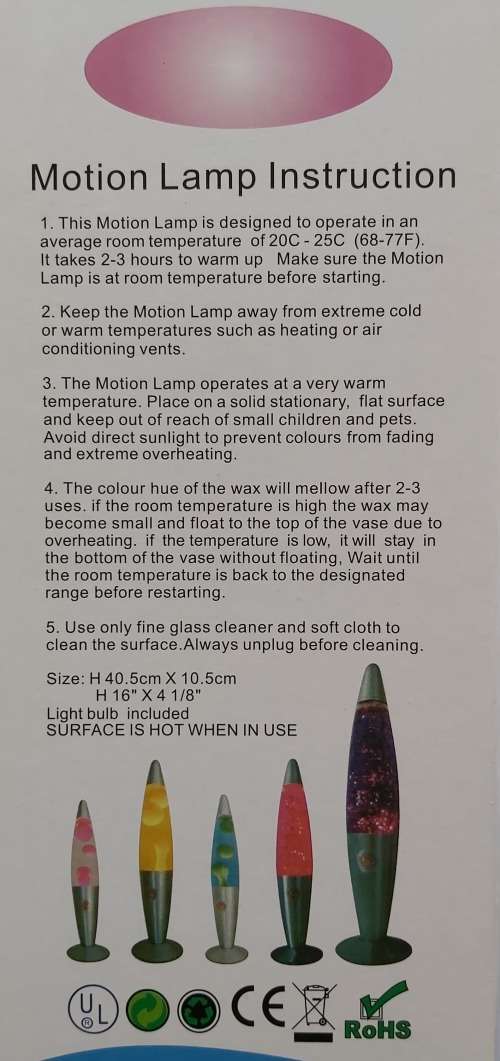 LAVA LAMP - KM1031 41cm TALL - RED COLOUR