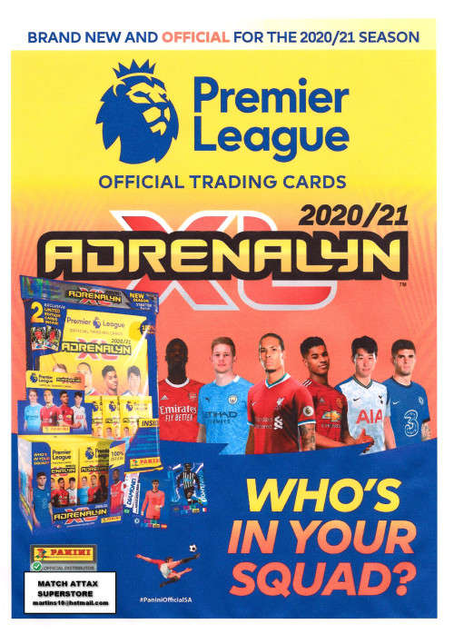 PANINI ENGLISH PREMIER LEAGUE 2020-2021 Adrenalyn XL Collection - LOT of 10 Booster Packets