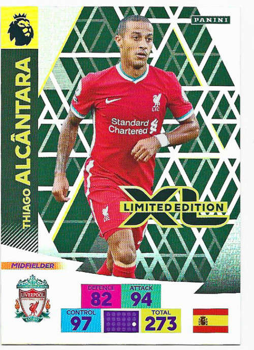 THIAGO ALCANTARA - ENGLISH PREMIER LEAGUE `PLUS` 2020-2021 -  GOLD `LIMITED EDITION` TRADING CARD