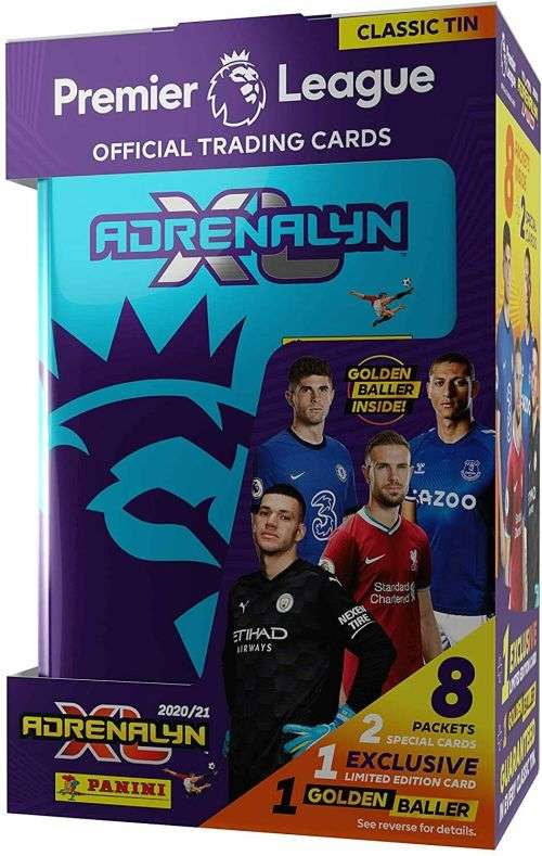 PANINI EPL 2020/2021 -  COLLECTOR`S CLASSIC MEGA TIN `BLUE` SEALED - 8 Pcks+Limited Editions