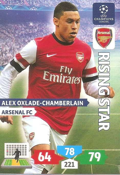 ALEX OX. CHAMBERLAIN (ARSENAL) - PANINI `CHAMPIONS LEAGUE` 2013/14 - `RISING STAR` TRADING CARD