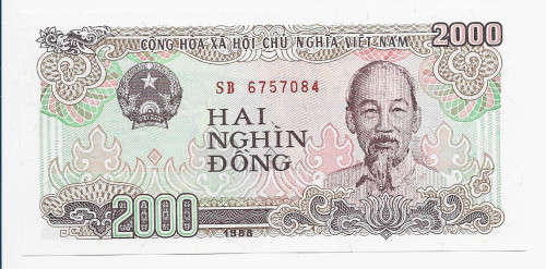 VIETNAM BANK - 2000 DONG BANK NOTE 1988  - UNC