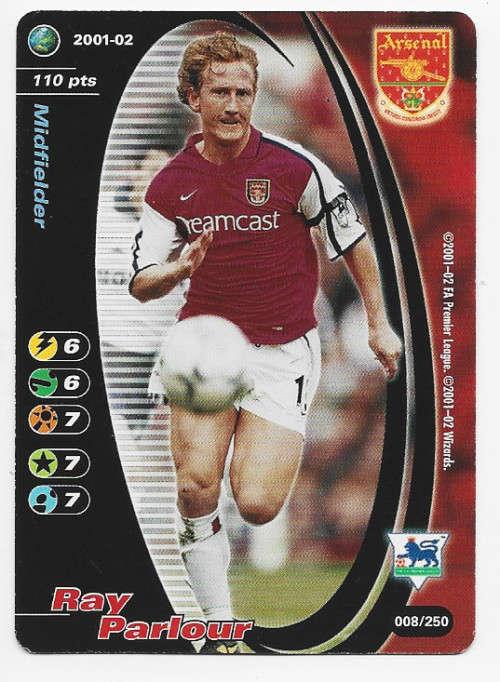 RAY PARLOUR (Arsenal) - EPL WIZARDS 2001/02 - FOIL TRADING CARD 8/250