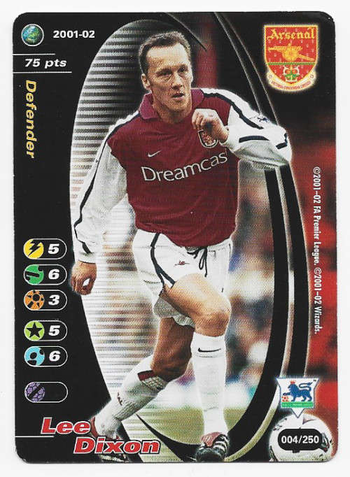 LEE DIXON (Arsenal) - EPL WIZARDS 2001/02 - FOIL TRADING CARD 4/250