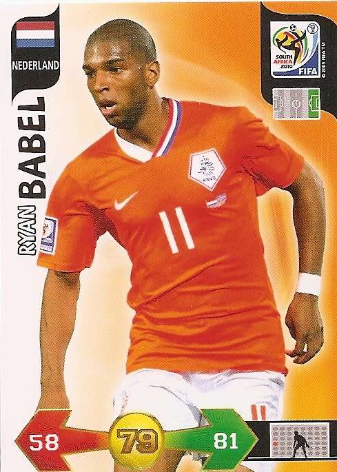 RYAN BABEL - FIFA WORLD CUP 2010 ADRENALYN XL -  `BASE` TRADING CARD - UK EDITION ONLY