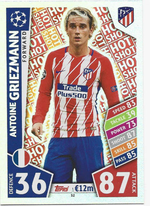 ANTOINE GRIEZMANN - TOPPS CHAMPIONS LEAGUE 2017/2018 -  `FORWARD` FOIL TRADING CARD