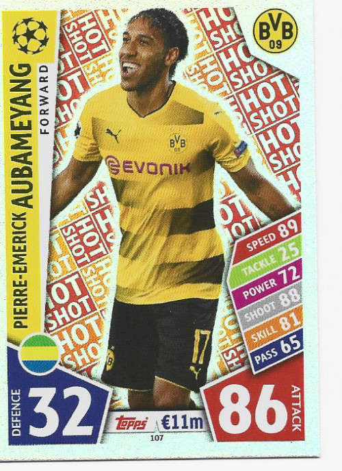 PIERRE AUBAMEYANG - TOPPS CHAMPIONS LEAGUE 2017/2018 -  `FORWARD` FOIL TRADING CARD