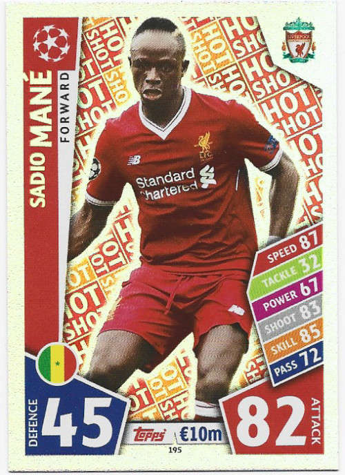 SADIO MANE - TOPPS CHAMPIONS LEAGUE 2017/2018 -  `FORWARD` FOIL TRADING CARD