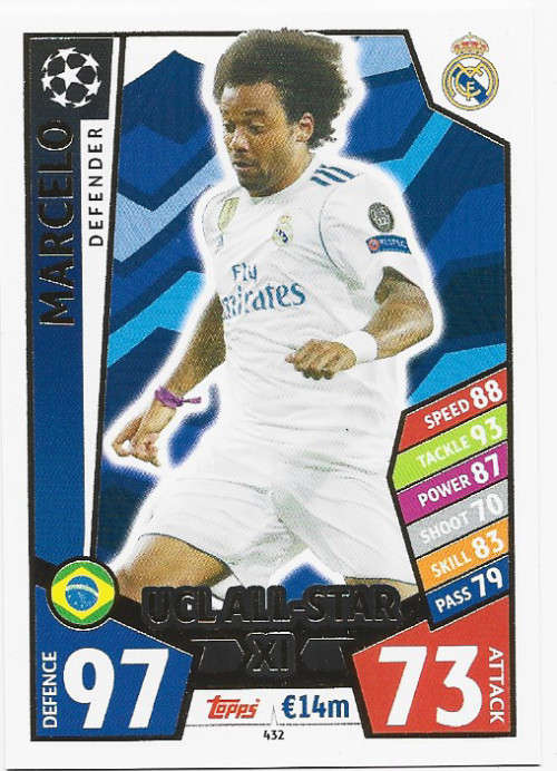 MARCELO - TOPPS CHAMPIONS LEAGUE 2017/2018 -  `UCL ALL STAR XI` FOIL TRADING CARD