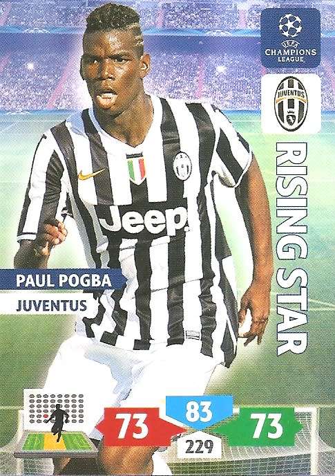 PAUL POGBA (JUVENTUS) - PANINI `CHAMPIONS LEAGUE 2013/2014- `RISING STAR` TRADING CARD