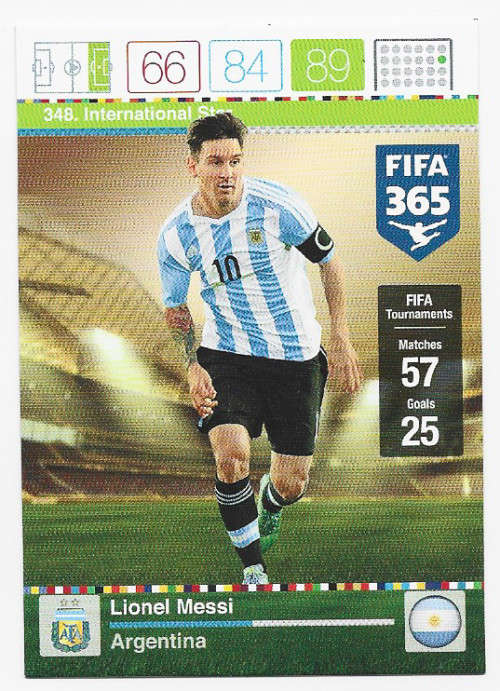 LIONEL MESSI - FIFA 365 2016 EDITION - `INTERNATIONAL STAR`  TRADING CARD