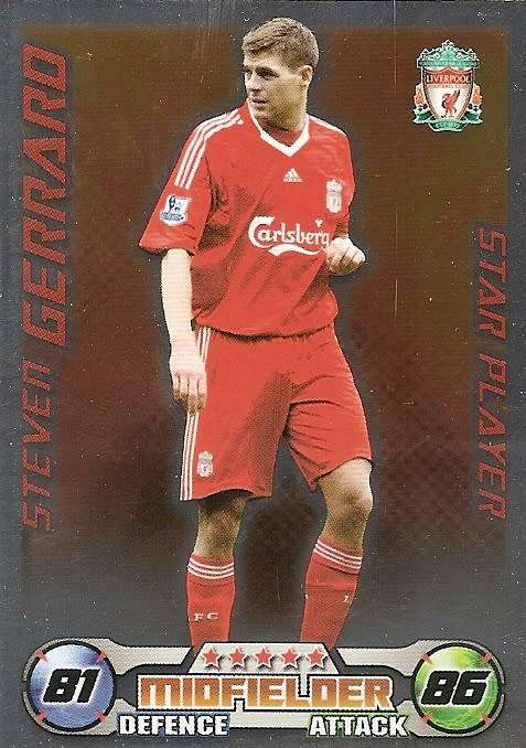 STEVEN GERARD - TOPPS `MATCH ATTAX` 2008/09 - `STAR PLAYER` FOIL TRADING CARD
