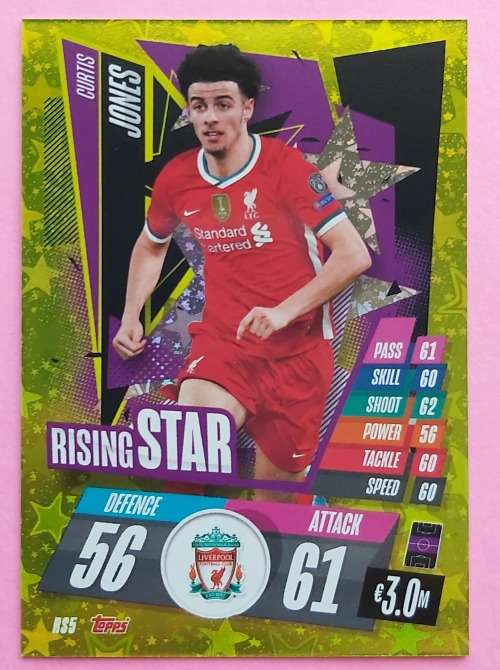 CURTIS JONES - TOPPS `CHAMPIONS LEAGUE` 2020/2021 - GOLD `RISING STAR` TRADING CARD RS5
