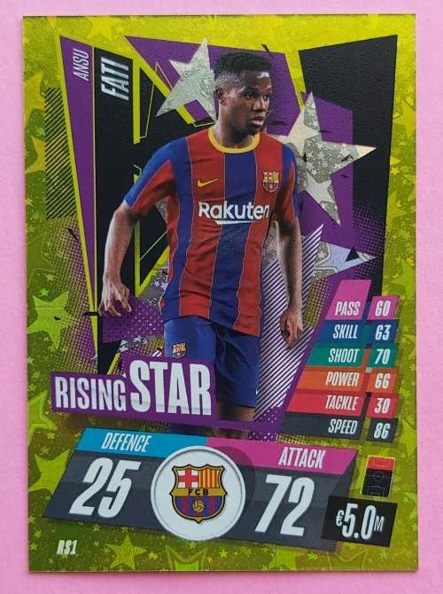 ANSU FATI (Barcelona) - TOPPS `CHAMPIONS LEAGUE` 2020/2021 - GOLD `RISING STAR` CARD RS1