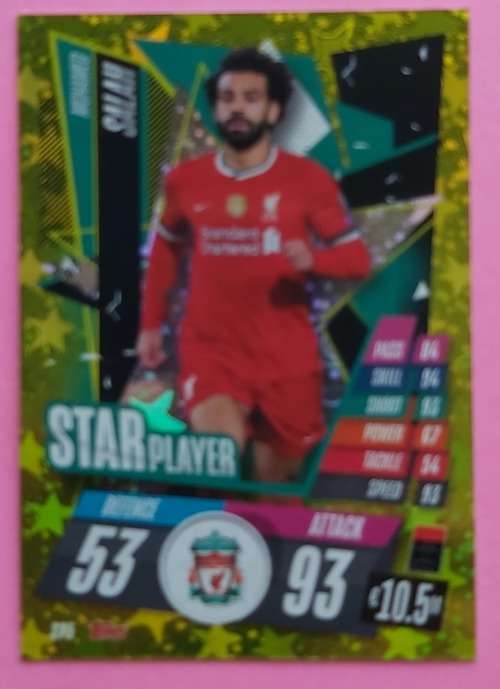 MOHAMED SALAH (Liverpool) - TOPPS `CHAMPIONS LEAGUE` 2020/2021 - GOLD `STAR PLAYER` CARD SP5