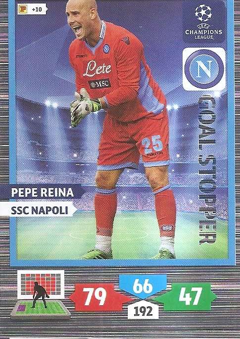 PEPE REINA (Napoli) - PANINI `CHAMPIONS LEAGUE 2013/14` - `GOAL STOPPER` TRADING CARD