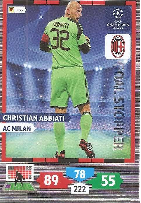 C. ABBIATI (AC Milan) - PANINI `CHAMPIONS LEAGUE 2013/14` - `GOAL STOPPER` TRADING CARD