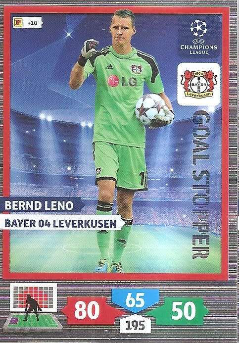 BERND LENO (Leverkusen) - PANINI `CHAMPIONS LEAGUE 2013/14` - `GOAL STOPPER` TRADING CARD