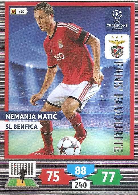 NEMANDJA MATIC (Benfica) - PANINI `CHAMPIONS LEAGUE 2013/14` - `FANS FAVOURITE` TRADING CARD