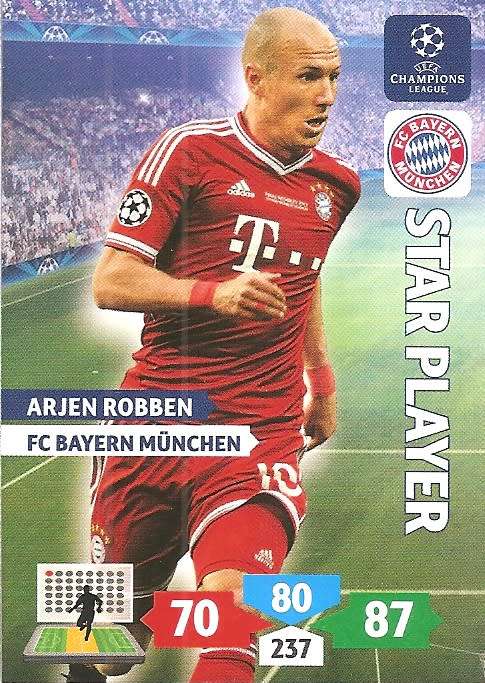 ARJEN ROBBEN (Bayern M.) - PANINI `CHAMPIONS LEAGUE` 2013/2014 - `STAR PLAYER` TRADING CARD