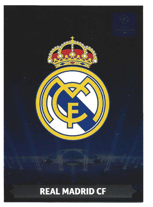 REAL MADRID FC - PANINI `CHAMPIONS LEAGUE` 2013/2014 - FOIL `CLUB BADGE` TRADING CARD