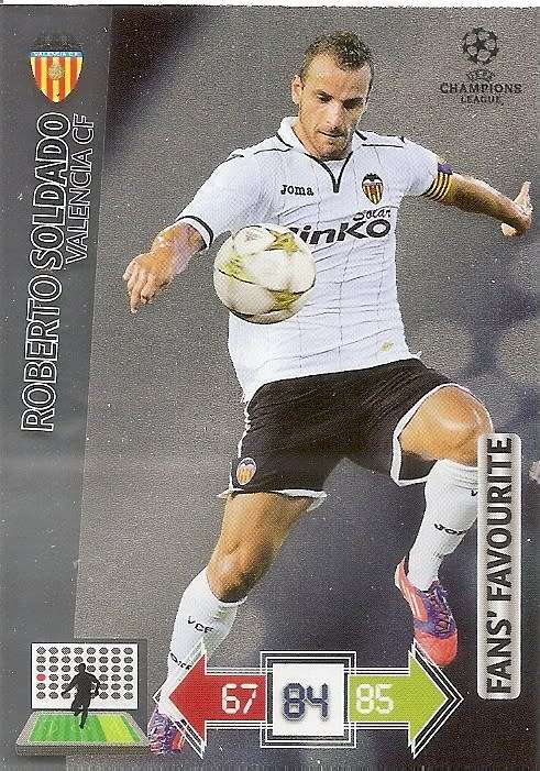 ROBERTO SOLDADO (Valencia) - PANINI `CHAMPIONS LEAGUE 2012/13` - FOIL `FANS FAVOURITE` TRADING CARD