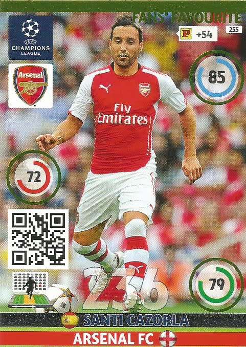 SANTI CAZORLA - PANINI `CHAMPIONS LEAGUE`  2014/15 - FOIL `FANS FAVOURITE` TRADING CARD