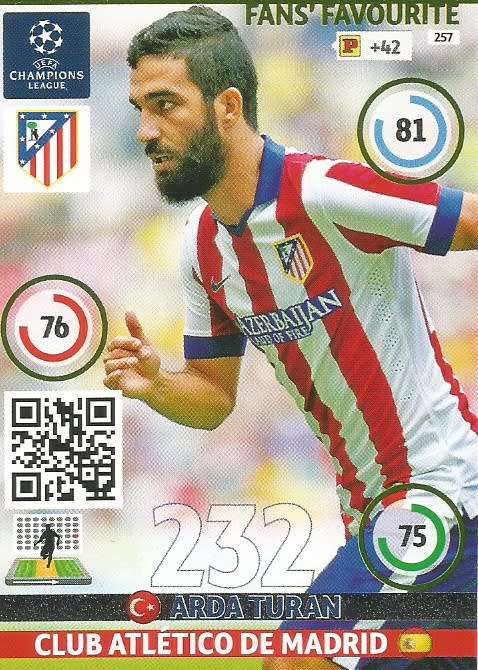 ARDA TURAN - PANINI `CHAMPIONS LEAGUE`  2014/15 - FOIL `FANS FAVOURITE` TRADING CARD