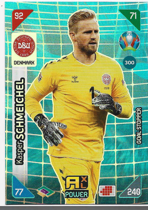 KASPER SCHMEICHEL - PANINI  `EURO 2020 KICK OFF` - GREY FOIL `GOAL STOPPER` TRADING CARD 300