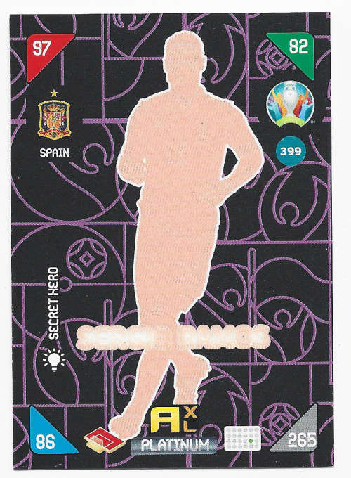 SERGIO RAMOS - EURO 2020 - `PANINI EURO 2020` - FOIL `SECRET HERO` TRADING CARD 399