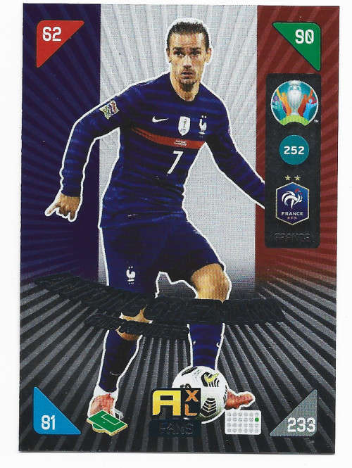 ANTOINE GRIEZMANN - PANINI  `EURO 2020 KICK OFF` -  FOIL `FANS FAVOURITE` TRADING CARD 252
