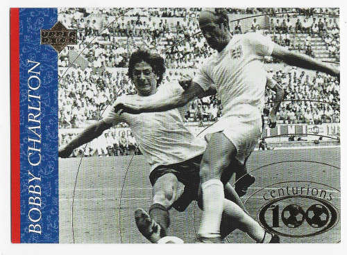 BOBBY CHARLTON - UPPER DECK `ENGLAND 1998` COLLECTION - `LEGEND CENTURION CAPS` TRADING CARD 73