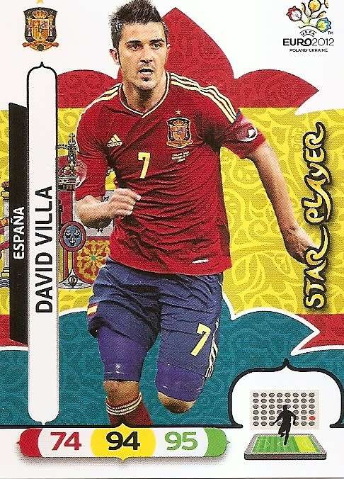DAVID VILLA - PANINI  `ÜEFA EURO 2012` EDITION - `STAR PLAYER` TRADING CARD