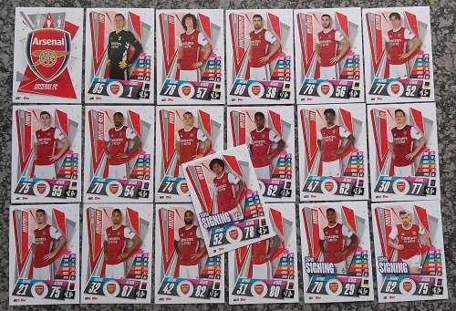 ARSENAL FC  - TOPPS `CHAMPIONS LEAGUE`UPDATES 2021 - COMPLETE TEAM SET of 19 TRADING CARDS